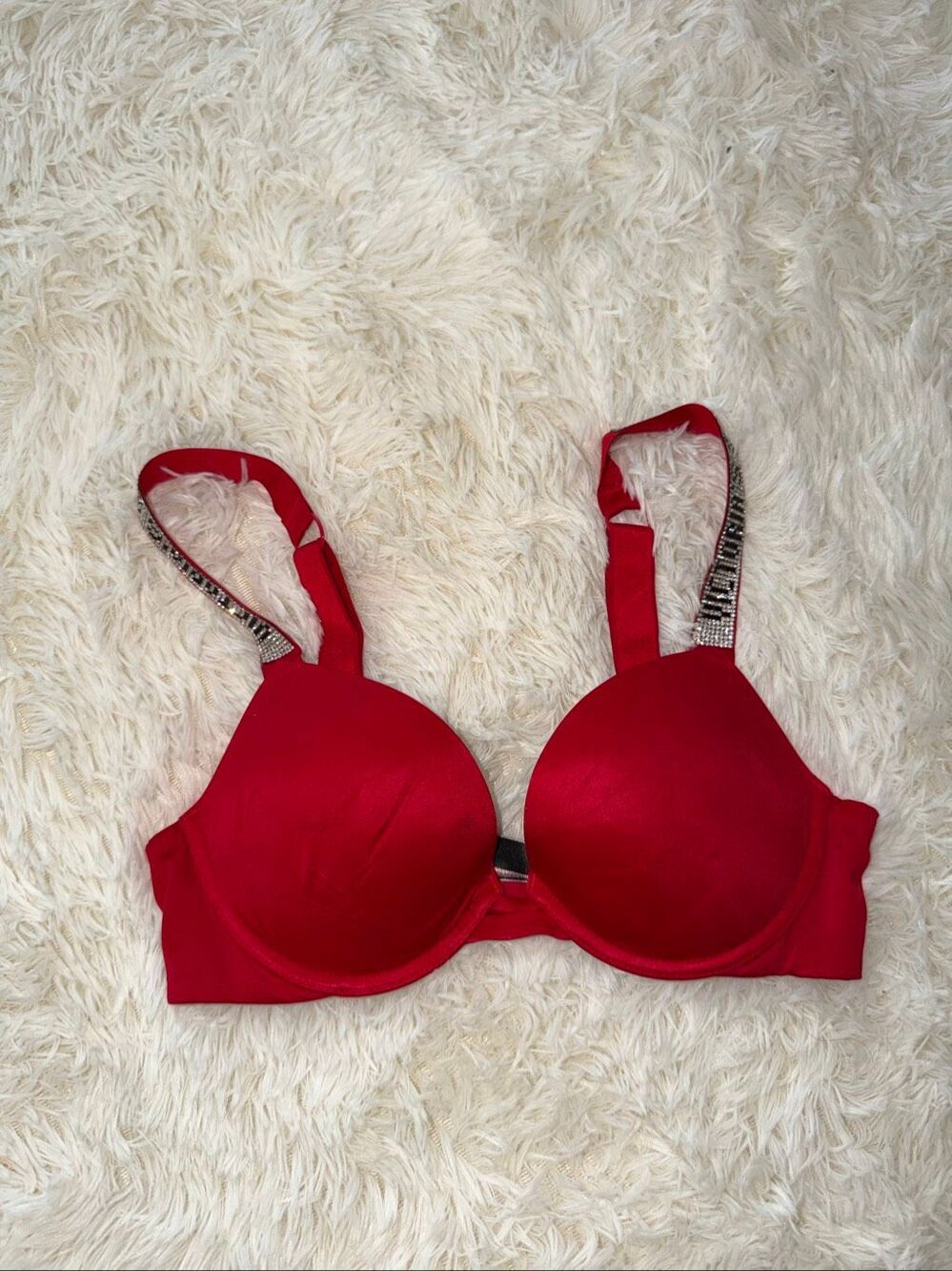 32B red push up bra VS with diamonds / crystals Victoria’s Secret